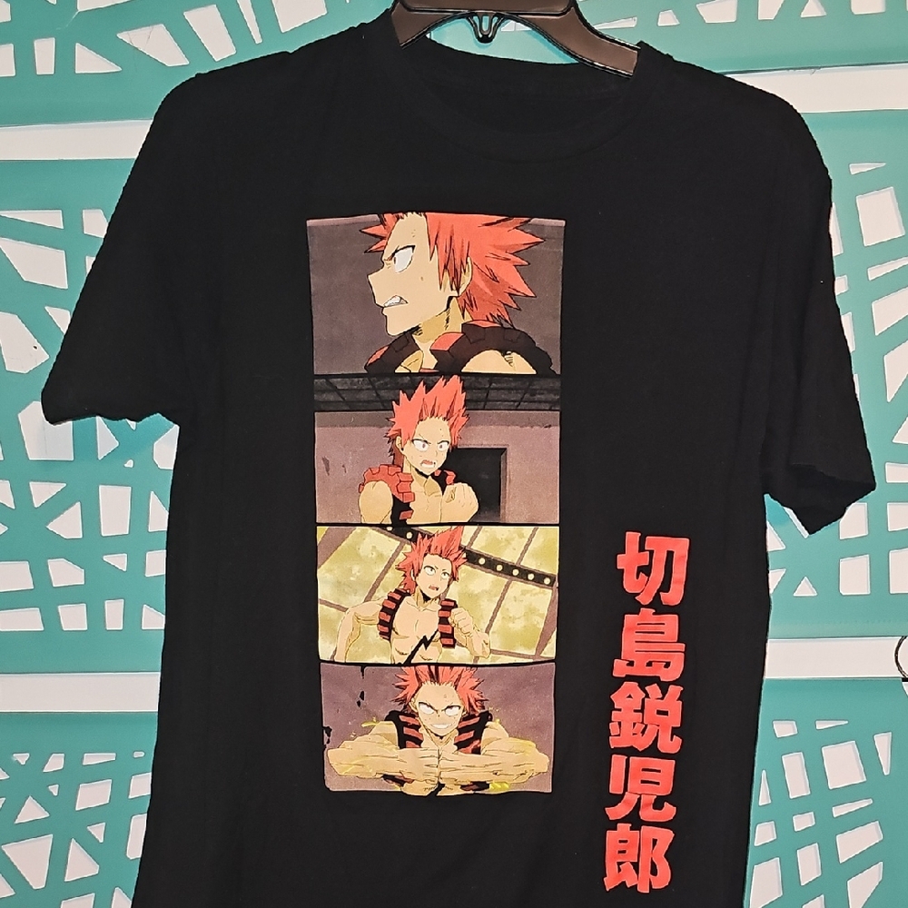 (MY HERO ACADEMIA) Black Graphic T-Shirt with Anime Design